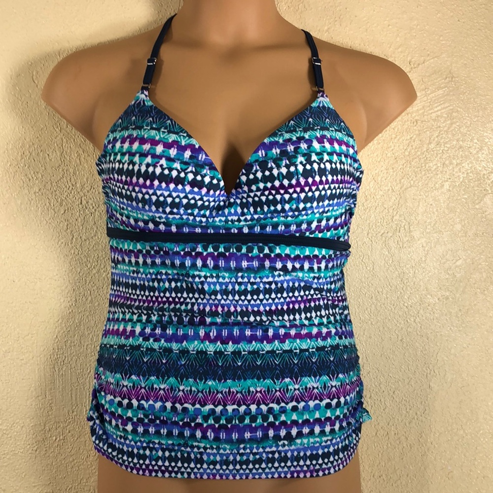 Tankini Top Swimwear Blue Purple Size M